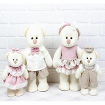 Urso familia chá revelação pelucia palha com 4 pçs