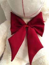 Urso Gigante Pelúcia Grande Teddy 1,10 Metro - Baunilha - Laço Vermelho
