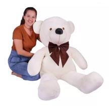 Urso Gigante Pelúcia Ted Bicho 1,10 cm Antialérgico baunilha Laço tabaco