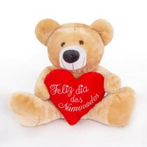 Urso Grande De Pelúcia 60Cm Teddy Bear Com Coração Personalizado Feliz Dia Dos Namorados