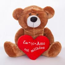 Urso Grande De Pelúcia 60cm Teddy Bear Com Coração Personalizado Te Amo Mil Milhões