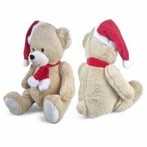 Urso Grande Natalino Com Cachecol Gorro Natal 40cm Presente Urso Grande Natalino Com Cachecol Gorro Natal 40cm Presente