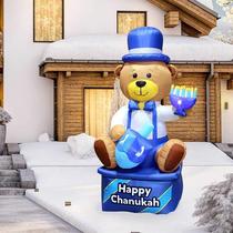 Urso Inflável de 2,4m para Hanukkah com Luzes de LED Zion Judaica