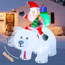 Urso inflável de Natal GOOSH Santa Claus Riding Bear 180 cm com LED Urso inflável de Natal GOOSH Santa Claus Riding Bear 180 cm com LED