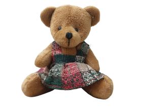 Urso Marrom Natalino 11cm Xadrez