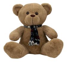 Urso Marrom Sentado Cachecol 38cm - Pelúcia