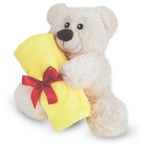 Urso Naninha de Pelúcia com Cobertor 25 cm Antialérgico