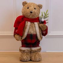 Urso Natal Decorativo em Pé Vermelho 37cm