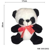 Urso Panda 20cm Com Laço Rosa Pelucia