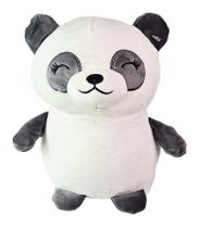 Urso Panda Branco Pelúcia Plush Olho Bordado Fechado 20Cm - Fizzy