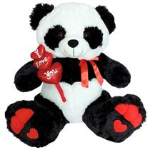 Urso Panda de Pelúcia 3 Corações Eu Te Amo 27cm I Love You