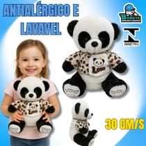 Urso Panda de Pelúcia 30cm com Camiseta Estampada