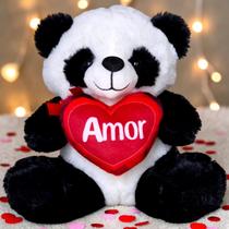 Urso Panda de Pelúcia Com Coração Amor 20cm Pandinha Te Amo Urso Panda de Pelúcia Com Coração Amor 20cm Pandinha Te Amo