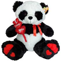 Urso Panda de Pelúcia Gigante 3 corações I Love You