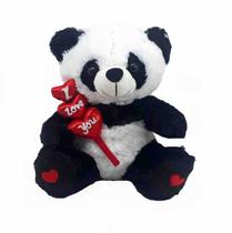 Urso Panda de Pelúcia Namorados I Love You 27 cm