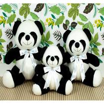 Urso panda pelucia 3 pçs para decoraçao e nicho