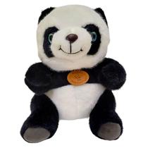 Urso Panda Pelúcia Sentado Sorriso Olhos Brilhantes 20cm