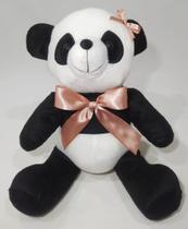 Urso Panda Pelúcia Velboa 33cm Fofinho Com Laços Varias Cores