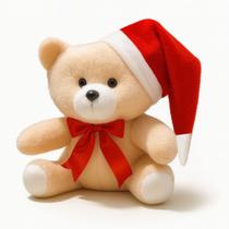 Urso Papai Noel Com Gorro e Laço Enfeite de Pelúcia e Cestas Para o Natal 20 Cm Urso Papai Noel Com Gorro e Laço Enfeite de Pelúcia e Cestas Para o Natal 20 Cm