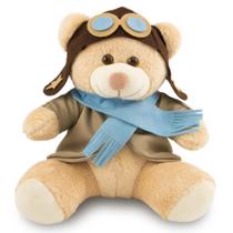 Urso Pelúcia Aviador Decoração Ambiente Infantil 20cm