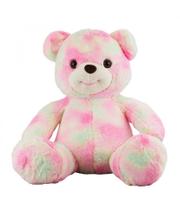 Urso Pelúcia Colorido Rosa e Verde Sentado 20cm