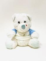 Urso Pelúcia Fofinho Branco Com Joaninha no Focinho 25cm