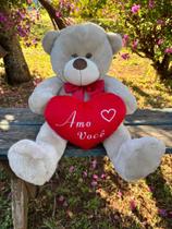 Urso Pelúcia Grande Com Coração 50cm Presente Cores