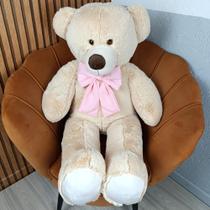 Urso pelúcia grande Doce de Leite com laço removível chá revelação Urso pelúcia grande Doce de Leite com laço removível chá revelação