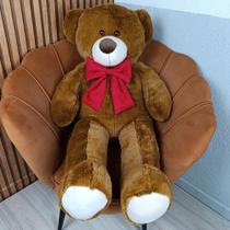 Urso pelúcia grande Mel com laço removível chá revelação Urso pelúcia grande Mel com laço removível chá revelação