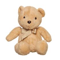 Urso Pelúcia Marrom Laço Dourado 30cm Decoração Presente
