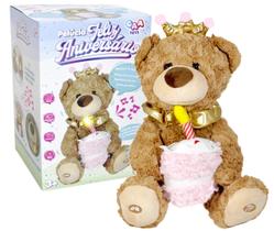 Urso Pelúcia Musical Com Luz E Som Brinquedo Interativo 30cm