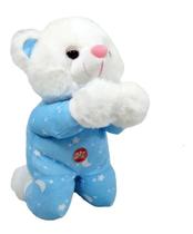 Urso Pelúcia Reza Pai Nosso Azul 22 C m Altura Urso Pelúcia Reza Pai Nosso Azul 22 C m Altura