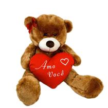 Urso Pelúcia Romântico 28cm Coração Amo Você Fofo Apaixonado Presente Decoração