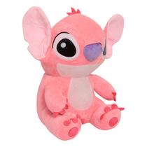 Urso Pelúcia Stitch Angel Médio 33cm Fofinho Cor Rosa