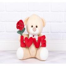 URSO PELUCIA TEDDE 22 cm - LOVE VERMELHO