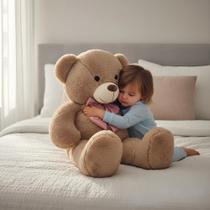 Urso Pelúcia Teddy Médio Anti Alérgico Tamanho Ideal Laço Removível