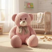 Urso Pelúcia Teddy Médio Anti Alérgico Tamanho Ideal Laço Removível