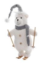 Urso Polar Bey Esqui Poliéster 40cm - Decoração Natal - Wincy Natal
