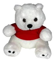 Urso Polar De Pelúcia Camiseta Vermelha - 20 Cm