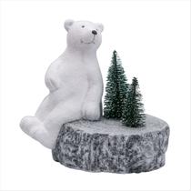Urso Polar Enfeite em Cerâmica com Mini Árvore Nevada 17cm Urso Polar Enfeite em Cerâmica com Mini Árvore Nevada 17cm