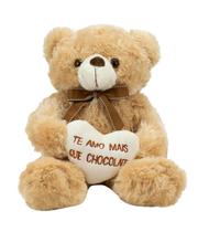 Urso Sentado Te Amo Mais Que Chocolate 29cm Pelúcia