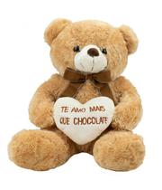 Urso Sentado Te Amo Mais Que Chocolate 39cm - Pelúcia