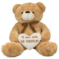Urso Sentado Te Amo Mais Que Chocolate 56cm - Pelúcia
