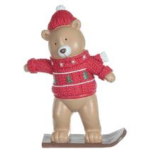 Urso suéter vermelho esquiando - 28cm Urso suéter vermelho esquiando - 28cm