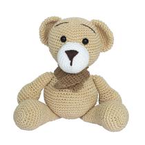 Urso Ted de Cachecol Bege Amigurumi Crochê Quarto Bebê Infantil Menino