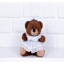 URSO TEDDE 12cm VESTIDO POÁ CINZA