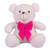 Urso Teddy De Pelúcia Sentado Com Laço Tamanho G 50cm - Barros Baby