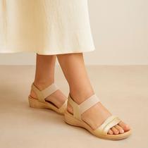 Usaflex Sandália Feminina Conforto Salto Baixo Em Couro