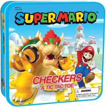 USAOPOLY Super Mario Checkers &amp Tic-Tac-Toe Collector's Game Set Com Mario &amp Bowser Damas Colecionáveis e TicTacToe Perfeito para Fãs de Mario, Número do Modelo: CM005-637-002001-06