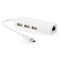 USB 2.0 Tipo-C 3 Portas HUB Ethernet RJ45 100 Mbps